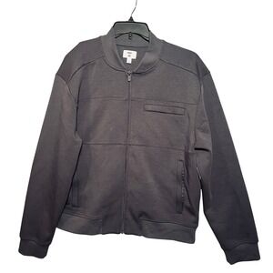 Macy's Mode of One Fleece Wall Bomber Jacket Large Ebony Gray Zip Front‎